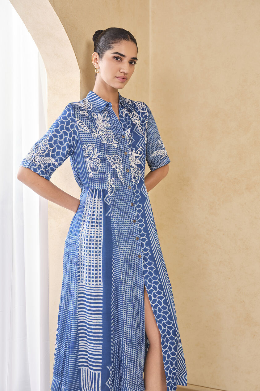 Talivere Handcrafted Dabu Dress - Blue, Blue, image 5